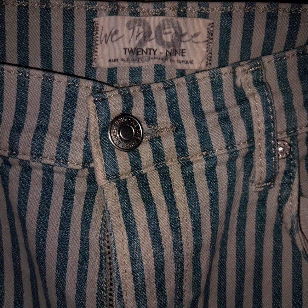 Twenty Nine-Green and White Striped Denim Jeans